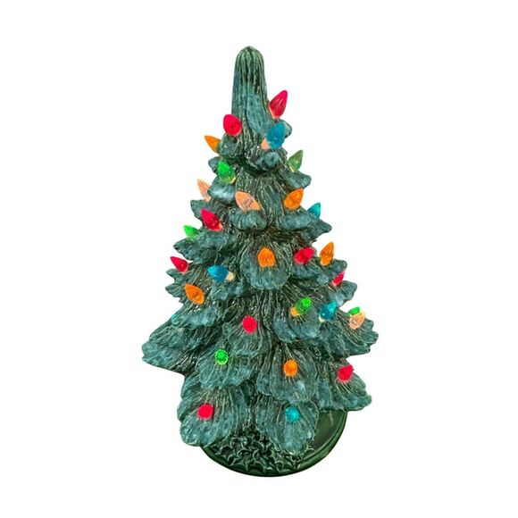Elle Decor Other - Vintage Ceramic Christmas Tree Light-Up Decor With Multicolored Bulbs